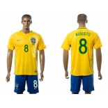 Brazil #8 Augusto Home Soccer Country Jersey