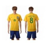 Brazil #8 Socrates Home Soccer Country Jersey