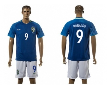 Brazil #9 Ronaldo Away Soccer Country Jersey1