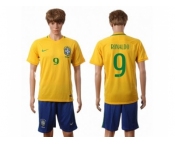 Brazil #9 Ronaldo Home Soccer Country Jersey1