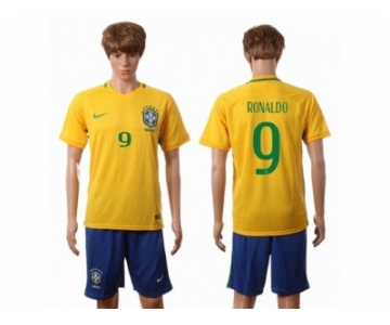 Brazil #9 Ronaldo Home Soccer Country Jersey1