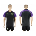 Brazil Blank Black Goalkeeper Soccer Country Jersey