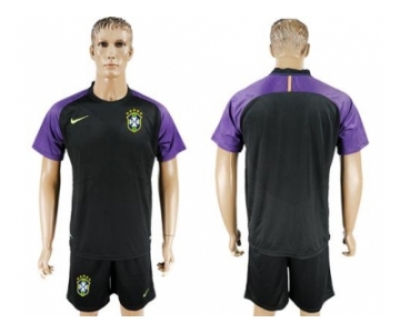 Brazil Blank Black Goalkeeper Soccer Country Jersey