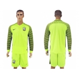 Brazil Blank Green Long Sleeves Goalkeeper Soccer Country Jersey