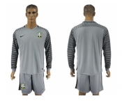 Brazil Blank Grey Goalkeeper Long Sleeves Soccer Country Jersey