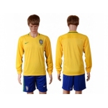 Brazil Blank Home Long Sleeves Soccer Country Jersey