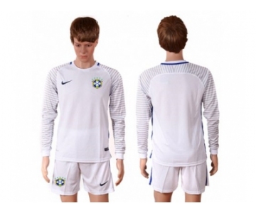 Brazil Blank White Goalkeeper Long Sleeves Soccer Country Jersey1