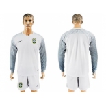 Brazil Blank White Goalkeeper Long Sleeves Soccer Country Jersey