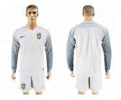 Brazil Blank White Goalkeeper Long Sleeves Soccer Country Jersey