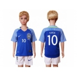 Brazil #10 Kaka Away Kid Soccer Country Jersey