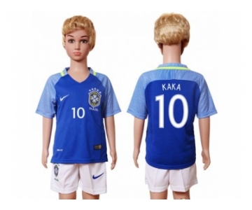 Brazil #10 Kaka Away Kid Soccer Country Jersey