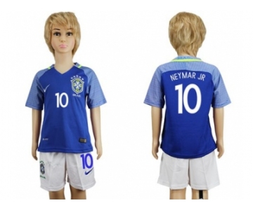 Brazil #10 Neymar Jr Away Kid Soccer Country Jersey1