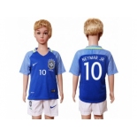 Brazil #10 Neymar Jr Away Kid Soccer Country Jersey