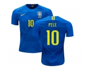 Brazil #10 Pele Away Kid Soccer Country Jersey