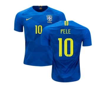 Brazil #10 Pele Away Kid Soccer Country Jersey