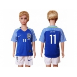 Brazil #11 Oscar Away Kid Soccer Country Jersey