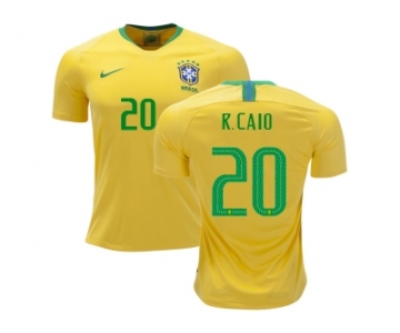 Brazil #20 R.Caio Home Kid Soccer Country Jersey