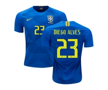 Brazil #23 Diego Alves Away Kid Soccer Country Jersey