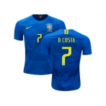 Brazil #7 D.Costa Away Kid Soccer Country Jersey