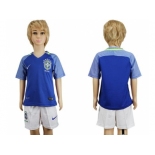 Brazil Blank Away Kid Soccer Country Jersey1