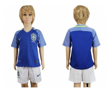 Brazil Blank Away Kid Soccer Country Jersey1