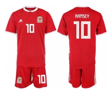 Wales #10 Ramsey Red Home Soccer Club Jersey