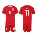 Wales #11 Bale Red Home Soccer Country Jersey