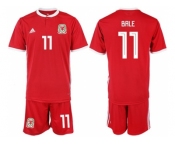 Wales #11 Bale Red Home Soccer Country Jersey