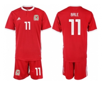 Wales #11 Bale Red Home Soccer Country Jersey