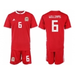 Wales #6 Williams Home Soccer Country Jersey