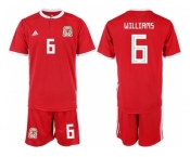 Wales #6 Williams Home Soccer Country Jersey