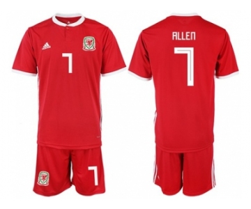 Wales #7 Allen Red Home Soccer Club Jersey