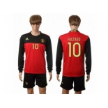 Belgium #10 Hazard Red Home Long Sleeves Soccer Country Jersey