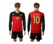 Belgium #10 Hazard Red Home Long Sleeves Soccer Country Jersey