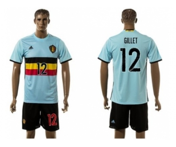 Belgium #12 Gillet Away Soccer Country Jersey