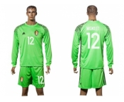 Belgium #12 Mignolet Green Goalkeeper Long Sleeves Soccer Country Jersey