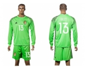 Belgium #13 Gillet Green Goalkeeper Long Sleeves Soccer Country Jersey