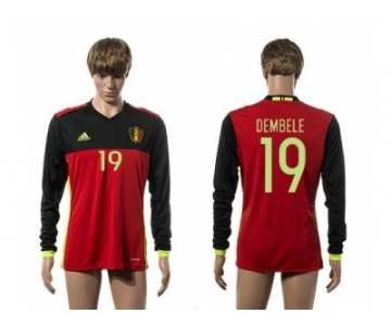 Belgium #19 Dembele Red Home Long Sleeves Soccer Country Jersey1