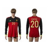 Belgium #20 Benteke Red Home Long Sleeves Soccer Country Jersey1