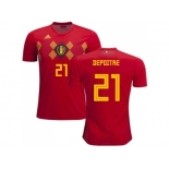 Belgium #21 Depoitre Red Soccer Country Jersey