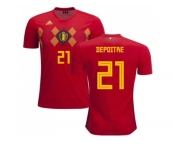 Belgium #21 Depoitre Red Soccer Country Jersey