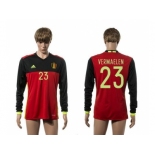 Belgium #23 Vermaelen Red Home Long Sleeves Soccer Country Jersey1