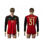 Belgium #31 Tilemans Red Home Long Sleeves Soccer Country Jersey1