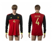 Belgium #4 Defour Red Home Long Sleeves Soccer Country Jersey1