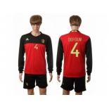 Belgium #4 Defour Red Home Long Sleeves Soccer Country Jersey