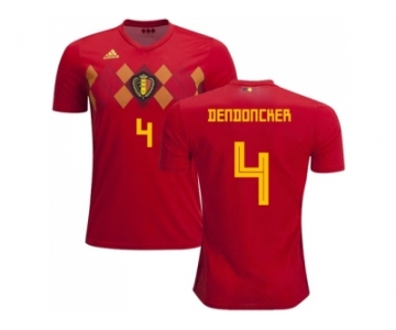 Belgium #4 Dendoncker Red Soccer Country Jersey