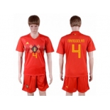 Belgium #4 Nainggolan Red Soccer Country Jersey