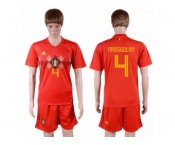 Belgium #4 Nainggolan Red Soccer Country Jersey