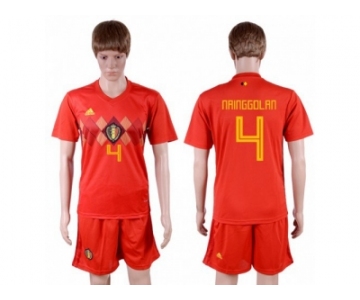 Belgium #4 Nainggolan Red Soccer Country Jersey