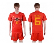 Belgium #6 Witsel Red Soccer Country Jersey